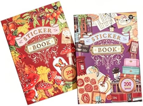 2 Sets 40 Sheets Stickers for Scrapbooking, Self-Adhesive Scrapbook Stickers Supplies Journal,Plants Flowers Vintage Aesthetic Sticker Art Diary Card Craft Gifts Notebook,Autumn&City