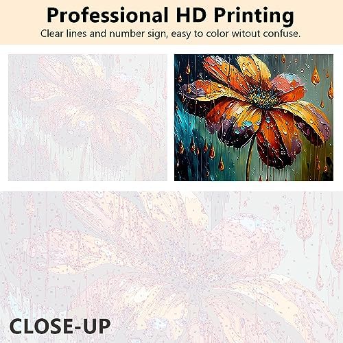 TUMOVO Abstraction Flowers Paint by Numbers Craft Kit for Adults