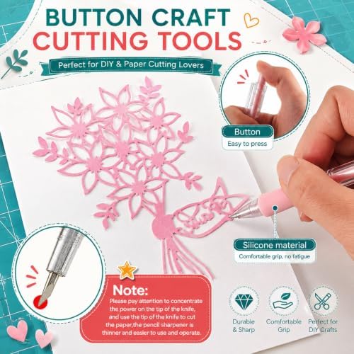 6 Pieces Art Cutting Tools Knife Pen Craft Paper Cutter Pen Carving Tools for DIY Kit Scrapbooking Drawing and Crafting Utility Precision Paper Cutting Tool (Pink)