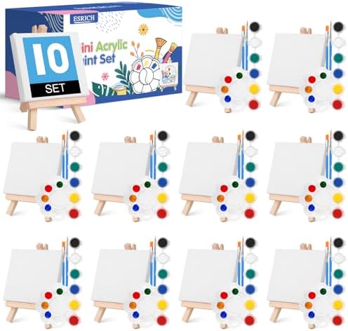ESRICH 10 Set Canvas Painting Kit, Mini Acrylic Paint Set