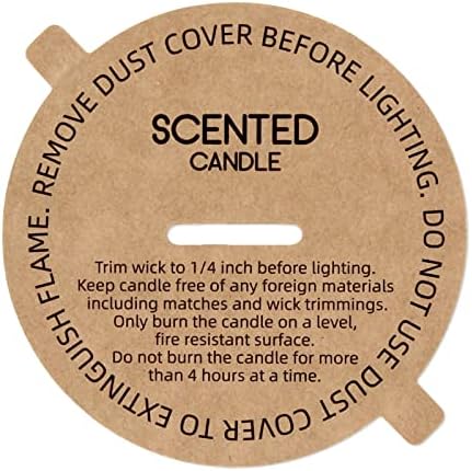 CandMak Candle Dust Covers, 160pcs Printed Kraft Card Candle Dust Lid with Pull Tab for Candle Making (3")