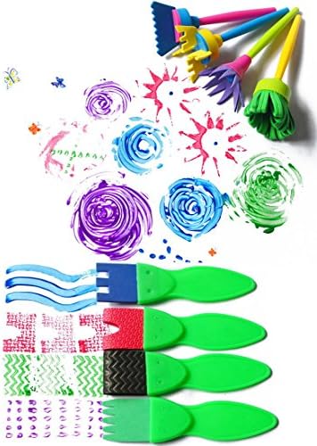 Kids Art & Craft Painting Drawing Tools Mini Flower Sponge Brush Set Fun Kits Early DIY Learning