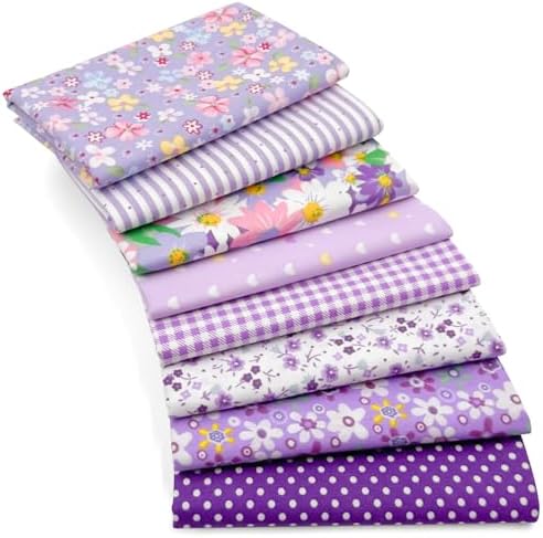 Aubliss 8pcs Fat Quarter Fabric Bundles (100% Cotton - 20'' x 20'')