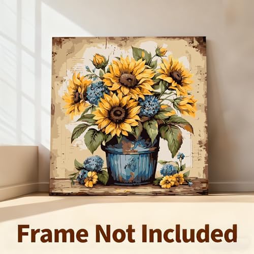 Gemozaic Sunflower Paint by Numbers Kit for Adults, 16 x 16 INCH, Unframed