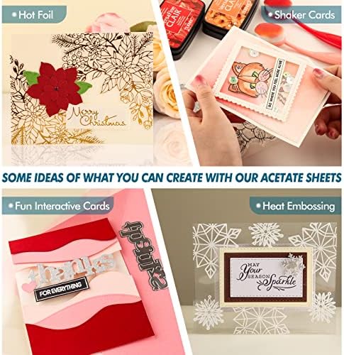 50 Pcs4.3x6.3inch Heat Resistant Clear Acetate Sheets for Embossing and Stamping for Shaker Cards Window Plastic Sheets DIY Scrapbooking Handmade Shaker Cards Album Photo Frame Accessories Anti-stati