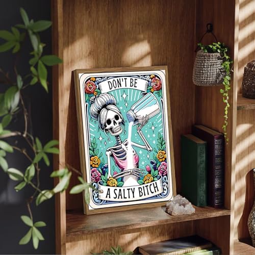 GOUOYANA Paint By Numbers Kit for Adults-Skull Don't BE Salty Funny Canvas | Adult Paint by Number Kits on Canvas for Painting DIY Skull DON'T A SALTY Painting by Numbers for Home Wall Art Gift 12X16in