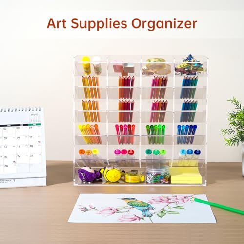 BEYGORM Acrylic Vertical Marker Organizer for 250 Markers, Desk Orgaizer