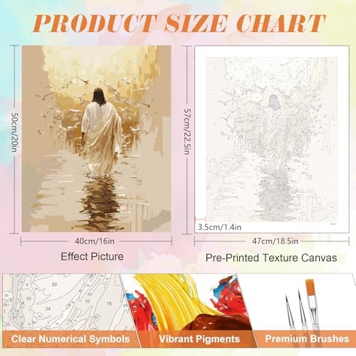 Kalonyth Jesus Paint by Numbers Kit for Adults, 16x20 inch, No Framed