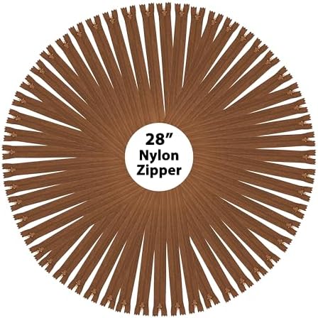 Mandala Crafts 40 PCs Brown Closed-End 28 Inches Nylon Zippers for Sewing