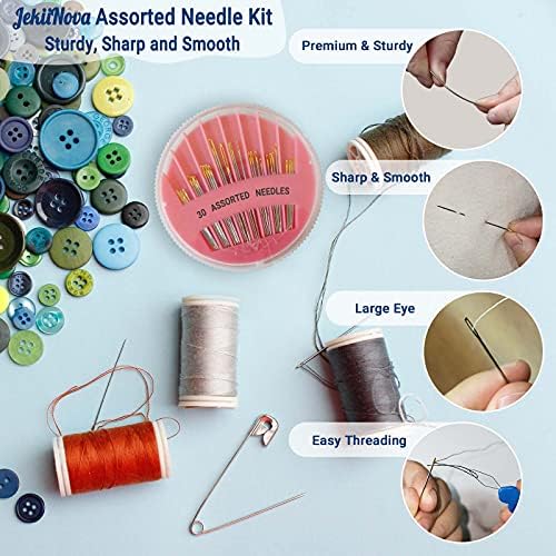 30 Pack Premium Hand Sewing Needles, 6 Sizes Assorted Sewing Needles