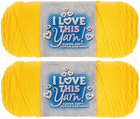 Hobby Lobby I Love This Yarn 100% Acrylic, 330 Yellow, Set of 2