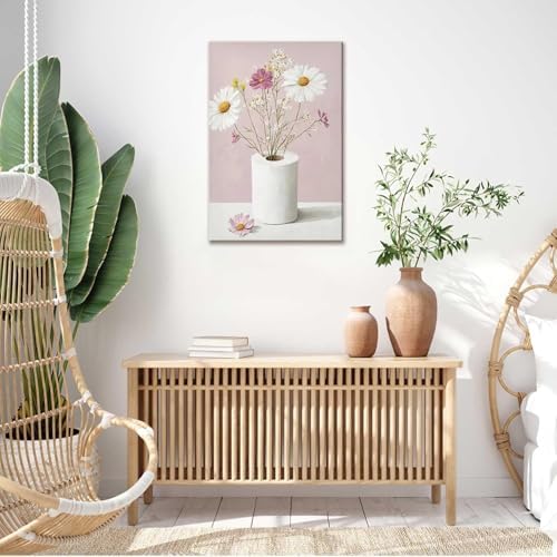 Flower Diamond Art Kits for Adults, Pink Daisy Floral Botanical Diamond Painting Kits for Adults Beginners, DIY 5D Diamond Painting with Round Gem Art Kits for Gift Home Wall Decor 11.8x15.7inch