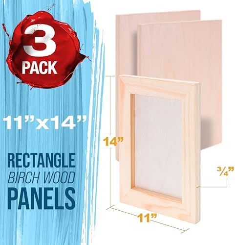 U.S. Art Supply 11" x 14" Unfinished Cradled Wood Panels for Painting