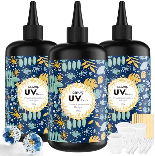 Crystal Clear Hard UV Resin Upgraded Formula Ultraviolet Fast Curing for Jewelry Making Craft Decoration, Hard Transparent Glue Solar Cure Sunlight Activated Resin (1500g)