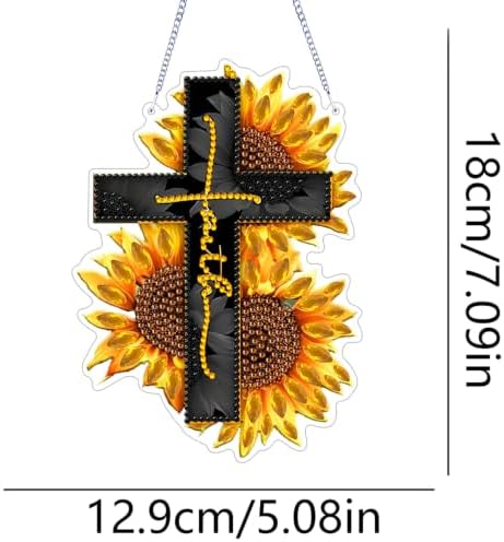 ARPADAMO Cross Diamond Art Kits for Adults, Acrylic Hanging Suncatcher