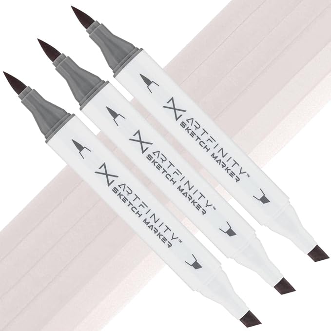 Artfinity Sketch Markers - Set of 3 - Ash Gray RV9-2, Vibrant, Professional, Dye-Based Alcohol Markers for Artists, Drawing, Travel, & More