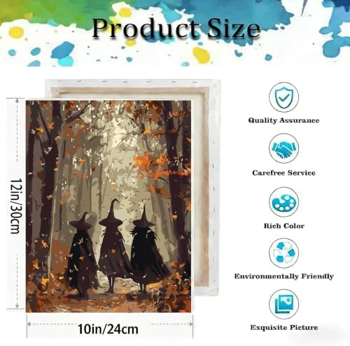 Witch Paint by Numbers Kit for Adults Beginner with Framed 10x12 Inch