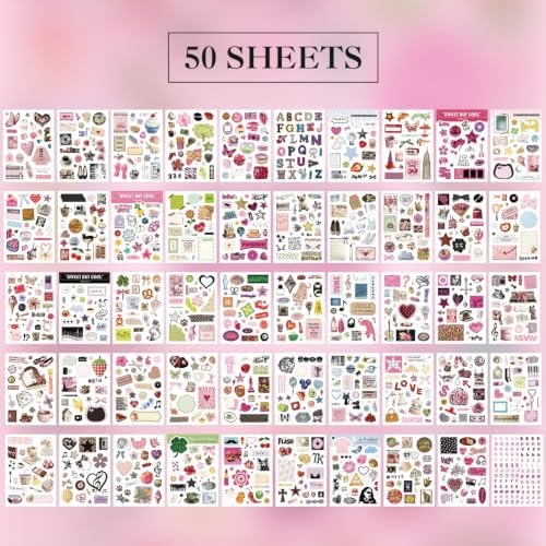 Washi Stickers Set Vintage Aesthetic Sticker Book for Journaling, DIY Decorative Paper Sticker Decals for Bullet Journal Art Scrapbooking Diary Card Craft Gift Album (Aesthetic Style 4)