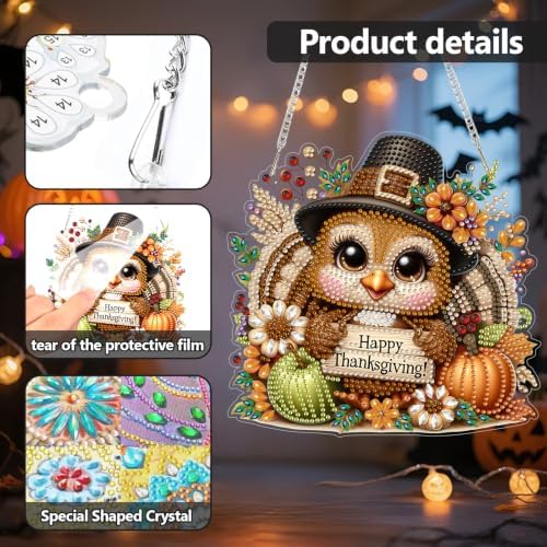 AIBOERL Diamond Art Kits for Adults,Halloween Acrylic Hanging Suncatcher