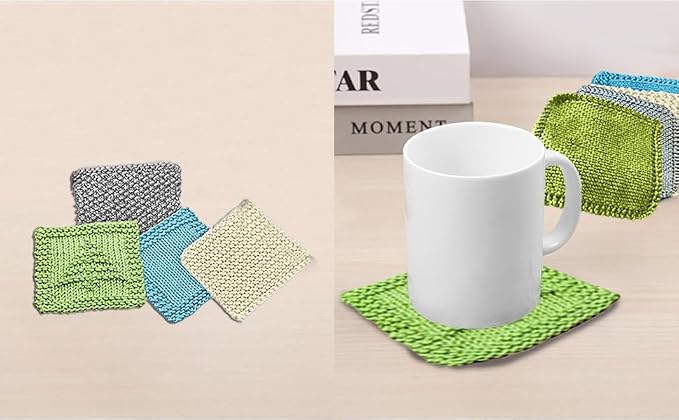 Kaaper Beginner Knitting Kit for Adults, Knit Dishcloth & Coaster Kit