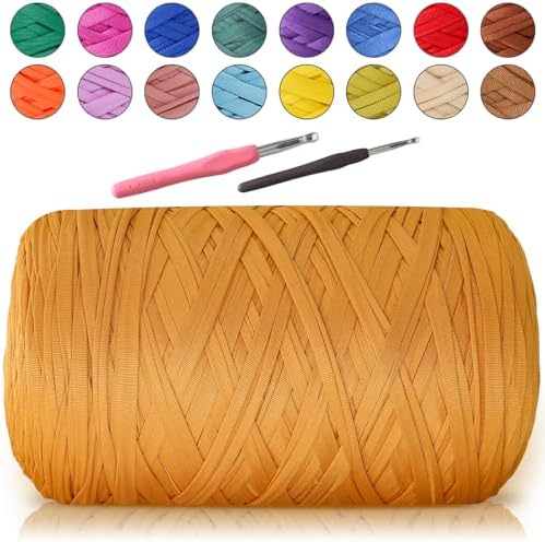 MESTOON 1000g T-Shirt Yarn Soft Elastic Crochet Turmeric