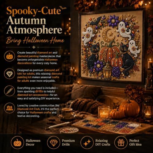 Halloween Diamond Art Kits for Adults, Pearl Art Kits for Adults Fall Theme