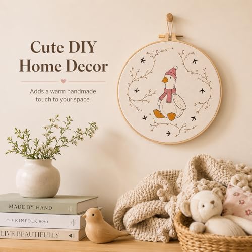 secrncy Goose Embroidery Kit for Beginners with Pre-Printed Fabric