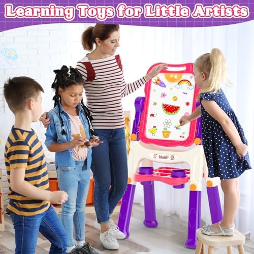 Easel for Kids,Double Sided Magnetic Drawing Painting Board | Toddler Art Easel Toys for 3 4 5 6 Year Old Girl Gifts for Birthday, Thanksgiving, Christmas & Holidays