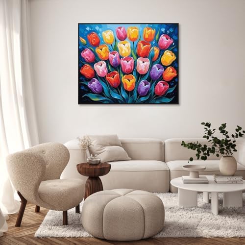 GEEHEIY Paint by Numbers Kit for Adults, Colorful Tulip Number Painting, 16 x 20 Inch