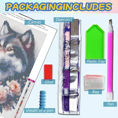 Dugsmgd Wolf Diamond Art Kits for Adults, Animal Diamond Painting 14x14in