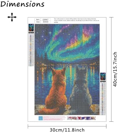 MBNTJHT Cat Diamond Painting Kits for Adult Beginners,Aurora Scenery Diamond Art Kits for Adults,DIY 5D Full Drill Starry Night Gem Art and Crafts for Home Decor Gifts 12X16 Inch.