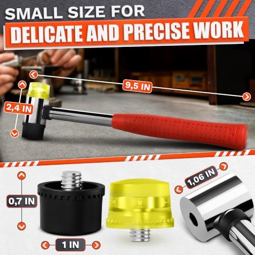 Small Red Rubber Mallet Hammer 1", 25mm Double Faced Non Marring Head