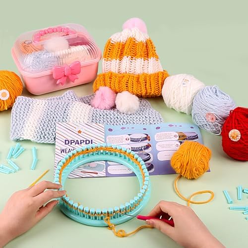 DPAPDI Knitting Loom Kit with Storage Boxes Yarns Knitting Tools
