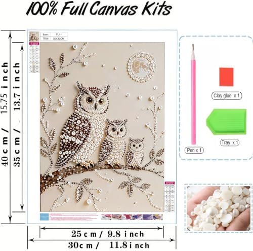 Owls Pearl Diamond Painting Kits for Adults,3D Special Shape Diamond Art
