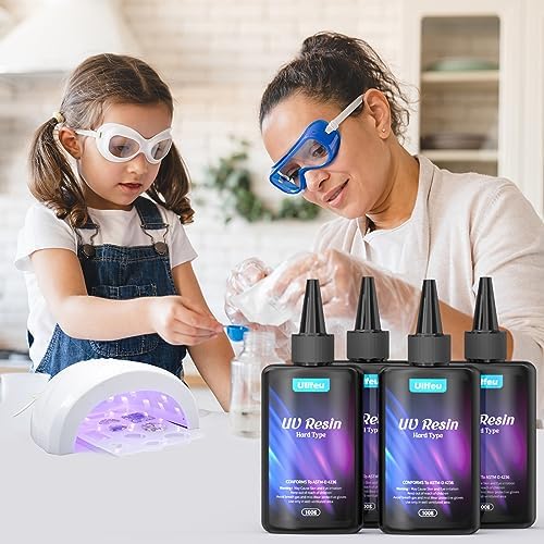 UV Resin Kit 400g Bulk, No Odor Clear Hard Fast Epoxy Resin Kit | Upgraded Formula for Jewelry Making, Handmade Decoration DIY Craft Coating, Cures Fast Under UV Lamp
