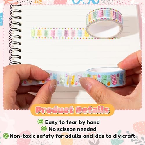 Cute Bunny Easy Hand Tear Washi Tape for Scrapbook Gift Wrapping