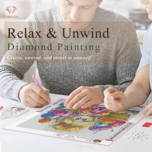 LMBADA Knitting Girl Diamond Painting Kit for Adults, Diamond Art 12x12inch