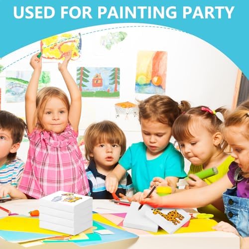 ESRICH Mini Stretched Canvas 24Pack 2x2inch, 2/5''Profile Art Primed Canvases for Painting, Cotton Small Professional Stretched Canvas for Kids and Art Supplies.