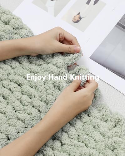 Cozyful Chunky Yarn for Hand Knitting, #9 Thick Jumbo Big Chunky Yarn for Crocheting, Super Chunky Knit Blanket Yarns, Large Chunky Chenille Yarns, 8 Pack (30 yds 8 oz Each Skein), Sage Green