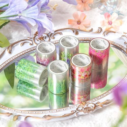 Vintage Floral Wide Washi Tape, 6 PET Rolls for Journaling Crafts | 6 wide PET rolls for journaling supplies, scrapbook supplies, junk journals, card making, DIY crafts and gift wrappin