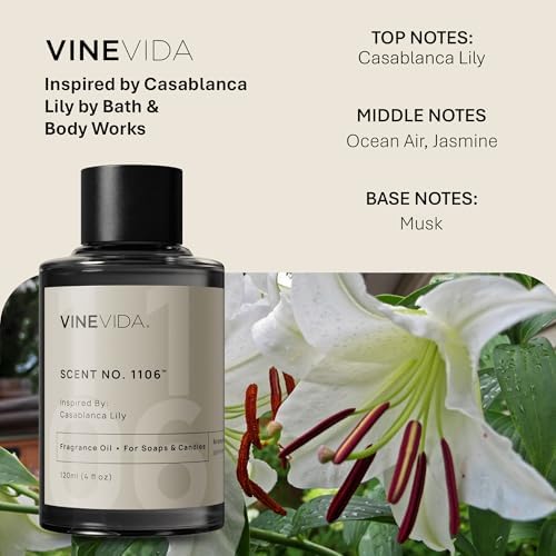 VINEVIDA [4oz] Casablanca Lily Fragrance Oil - Lily Scent for Candle & Soap Making, Made in USA
