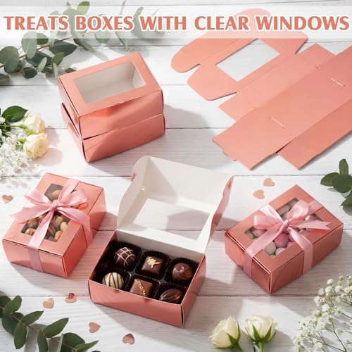Zonon 60 Pcs Mini Kraft Soap Boxes with Window Homemade,Rose Gold