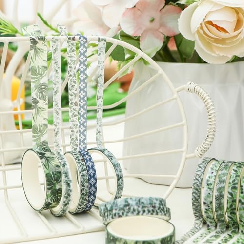 18 Rolls Seasons Flowers Washi Tape Set Floral Arts Adhesive Tapes Blooming Garden Decorative Masking Tape Sets for Craft, Kids, Scrapbook, DIY, Gift Wrapping (Summer)