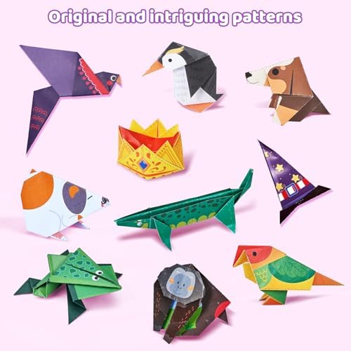 GAMENOTE Origami Kit for Kids Ages 8-12, 72 Fantasy Projects, 180 Sheets | Double-Sided Origami Paper with fantasy themes includes 168 patterned sheets, 12 solid practice sheets and video guides.