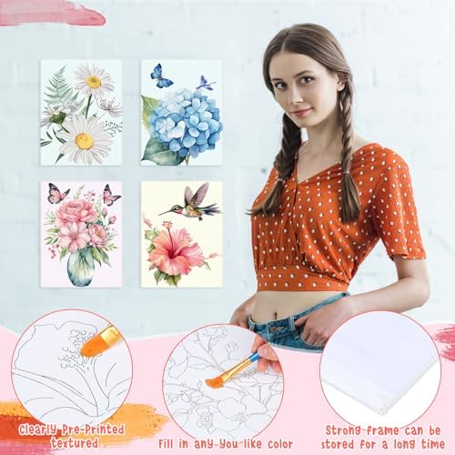 Tinlade 12 Pcs Pre Drawn Canvas for Painting Stretched,Elegant Style