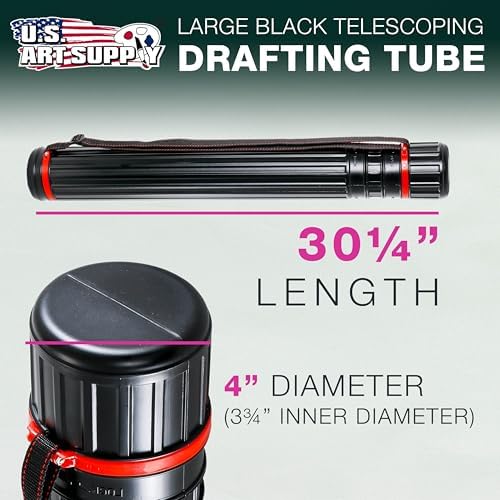 U.S. Art Supply Poster Tube - Telescoping Adjustable, 4" Diameter