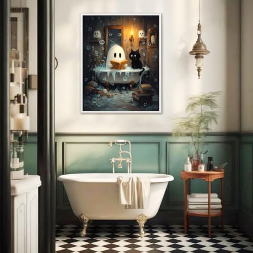 Halloween Paint by Numbers Kit for Adults, Paint by Number Adult 16x20in | Ghost Adult Paint by Number Kits, Halloween Wall Decor Gifts, DIY Acrylic Oil Painting Pre Drawn Canvas Printing Brushes