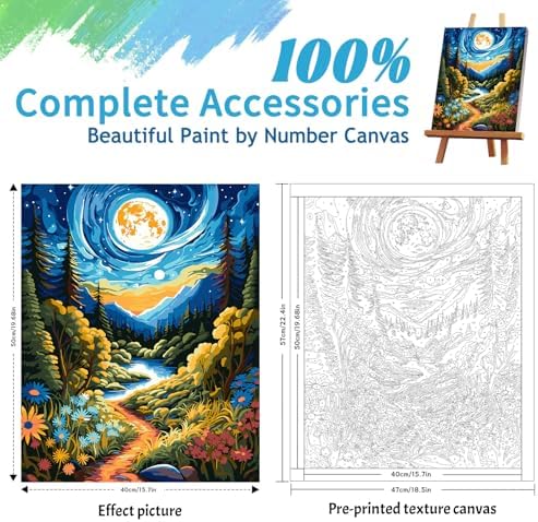 ZTOTZ Paint by Numbers Kit for Adults,Painting by Numbers Kit Landscape,Moon Landscape Paint by Numbers Adults on Canvas,Number Painting for Home Wall Decor 16x20Inch(Mountain)