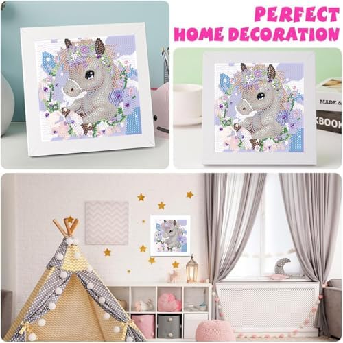 Horse Diamond Art Painting Kits for Kids with Frame Ages 4-8-12 (7x7 inch)