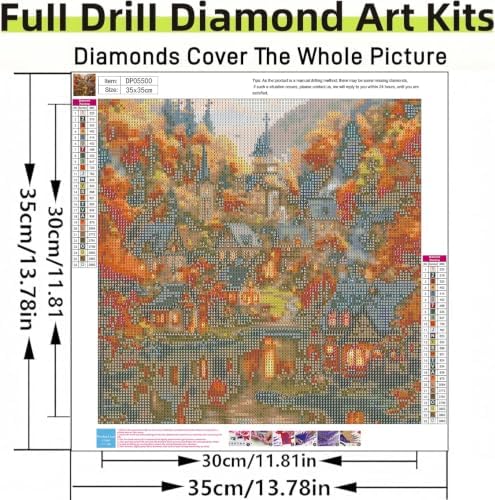 ARPADAMO Autumn Lake Town Diamond Art Kit for Adult Diamond Painting14x14in